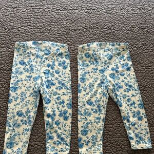 SweetHoney Blue Floral Cream Leggings